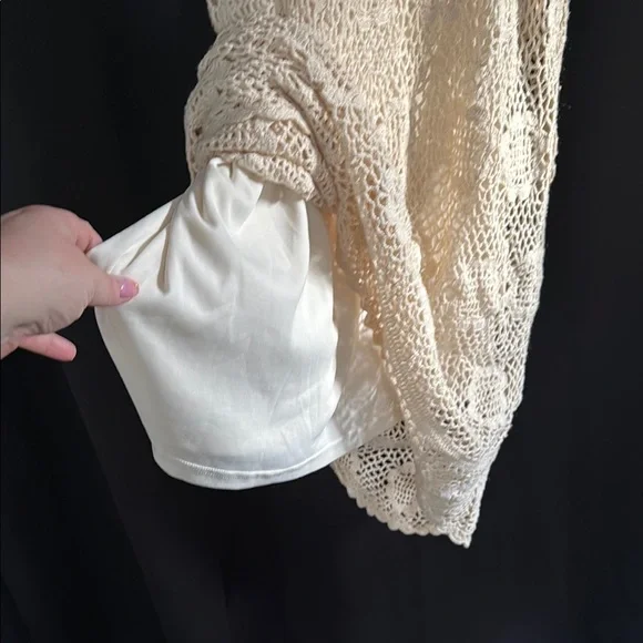 Newport News Crochet Cream Dress and Jacket Set - Picture 5 of 6